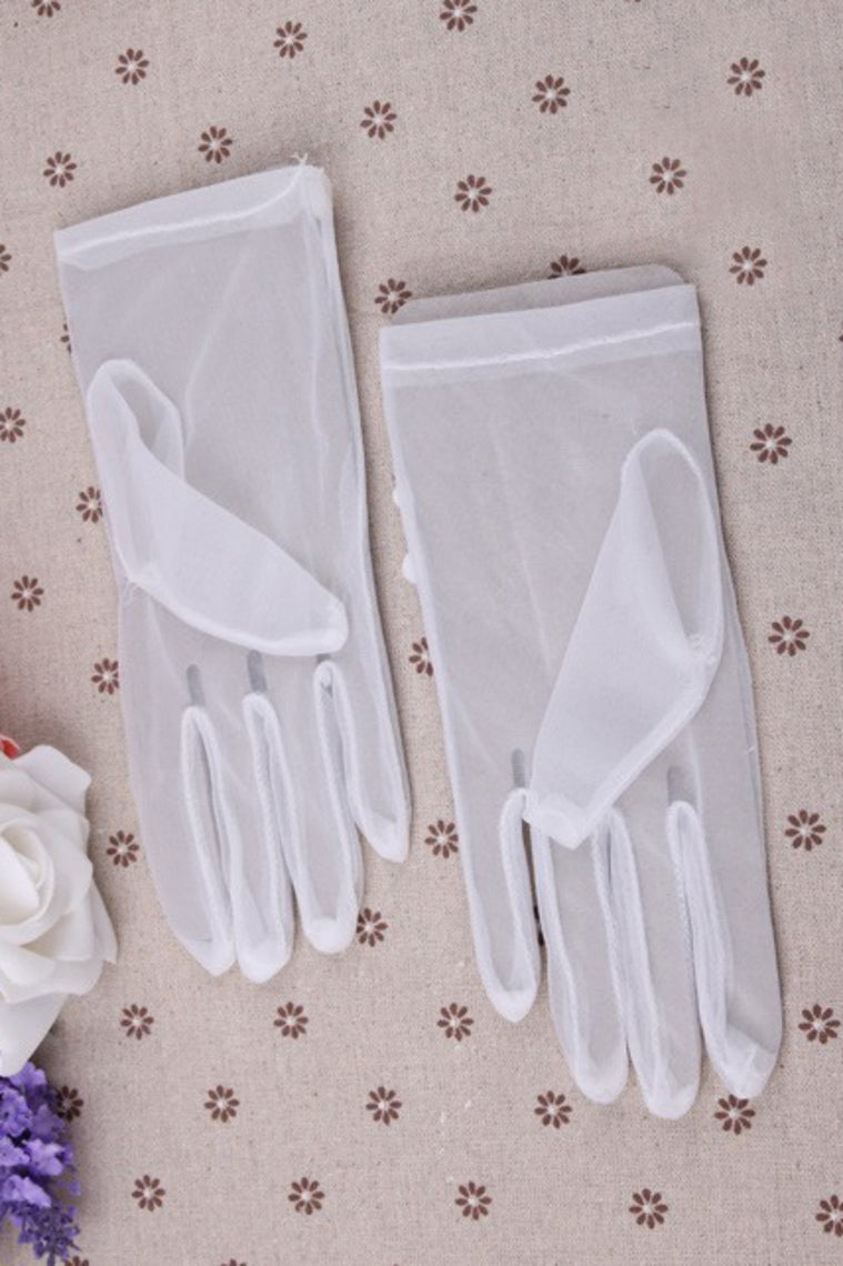 2024 Tulle Wrist Length Bridal Gloves #ST1006