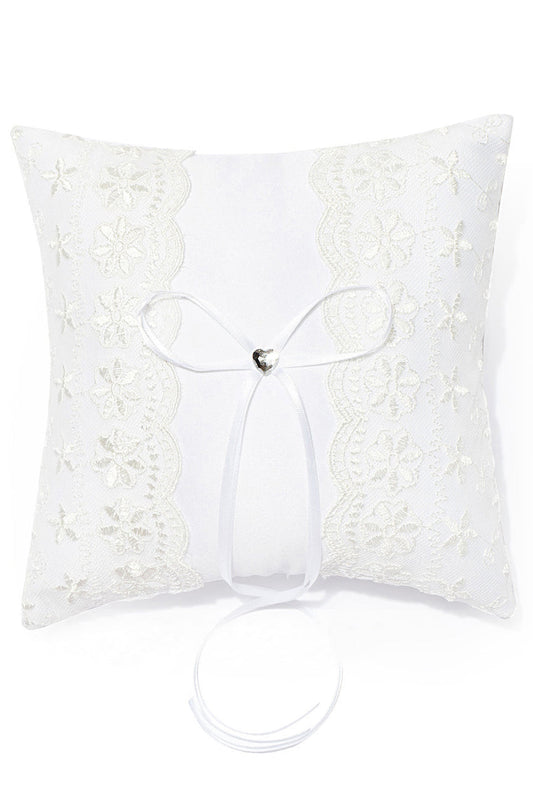 Lovely Ring Pillow Satin With Pearl/Lace