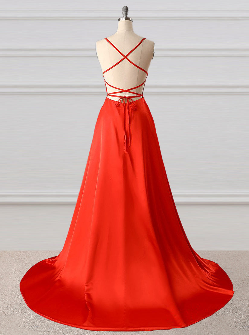 A-Line Prom Dresses Side Split Evening Dresses