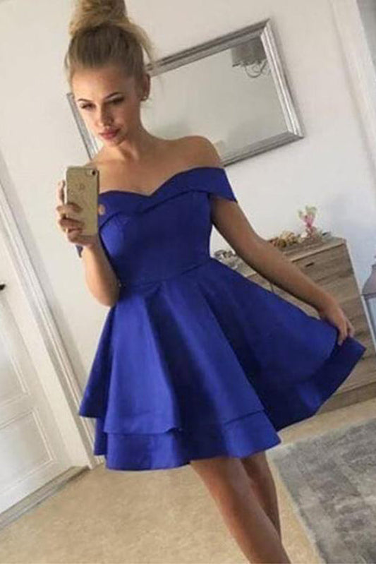 Elegant Off the Shoulder Sleeveless A Line Homecoming Dresses