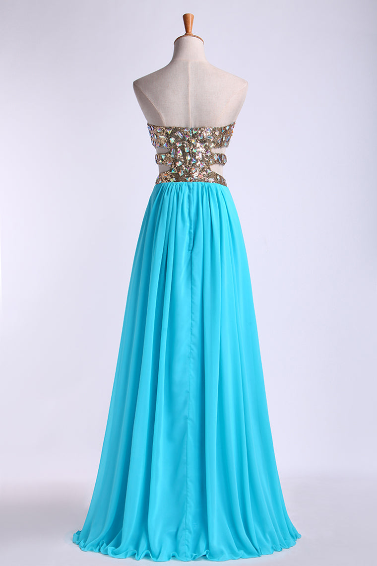 2024 Prom Dresses A Line Sweetheart Floor Length Chiffon