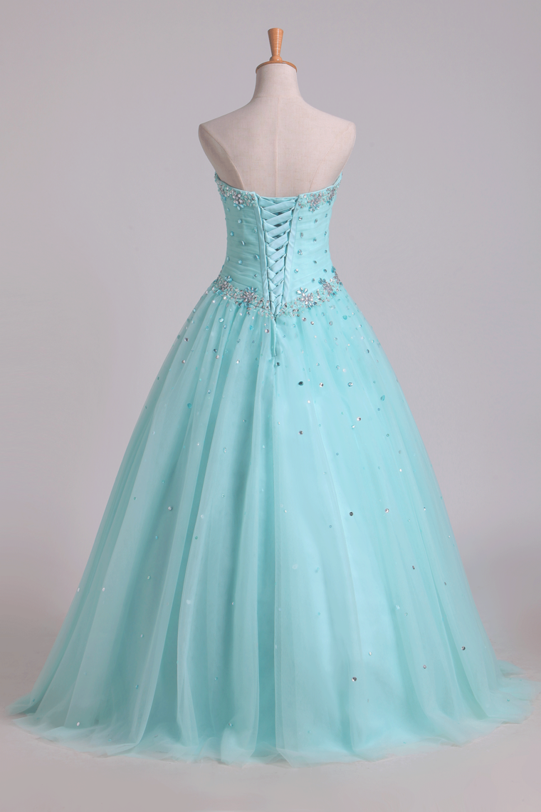 2024 Quinceanera Dresses Pleated Bodice Sweetheart Ball Gown Floor-Length