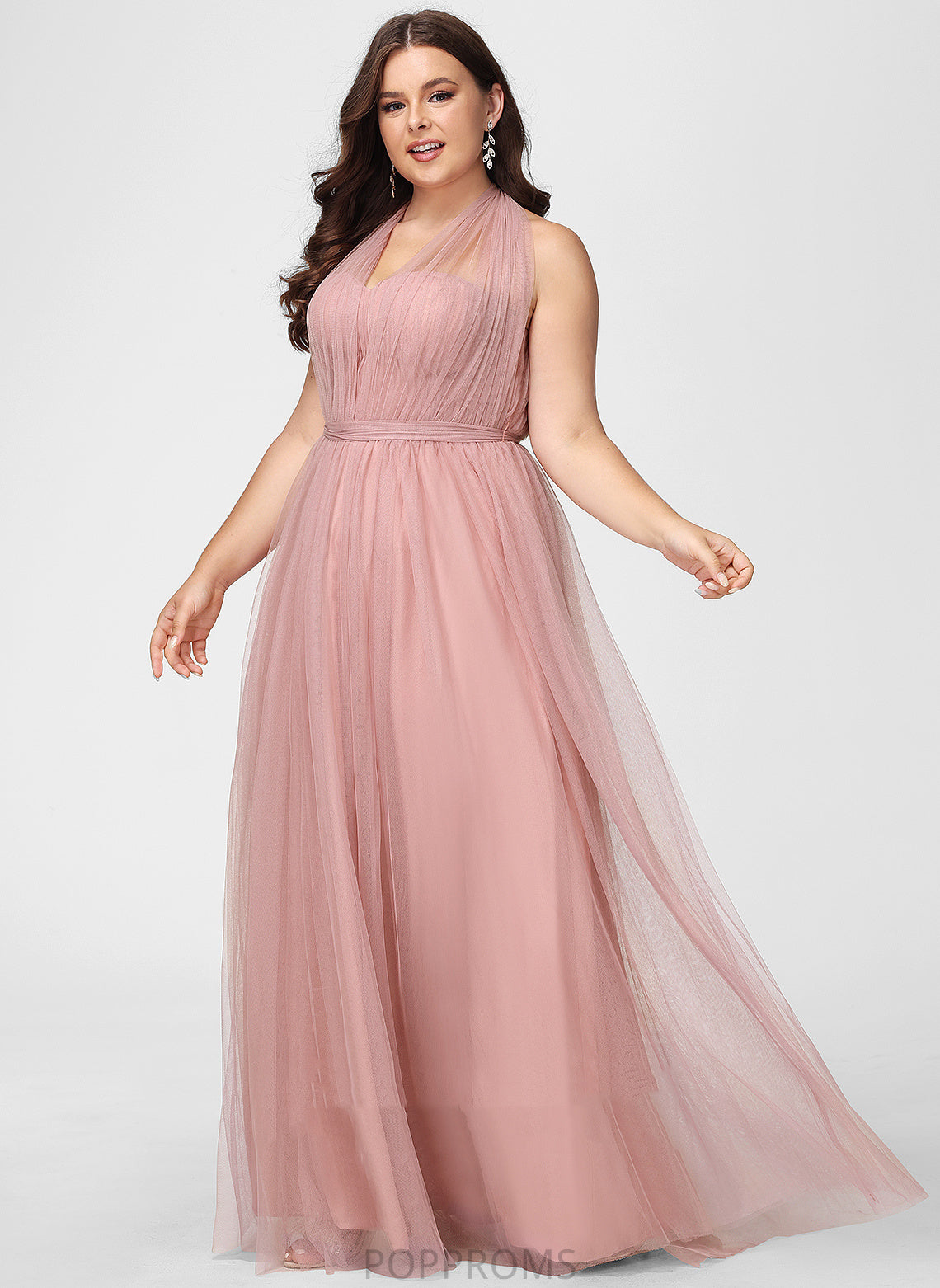 Floor-Length Tulle Neckline Off-the-Shoulder Fabric Length One-Shoulder Silhouette A-Line V-neck Straps Kristina Bridesmaid Dresses