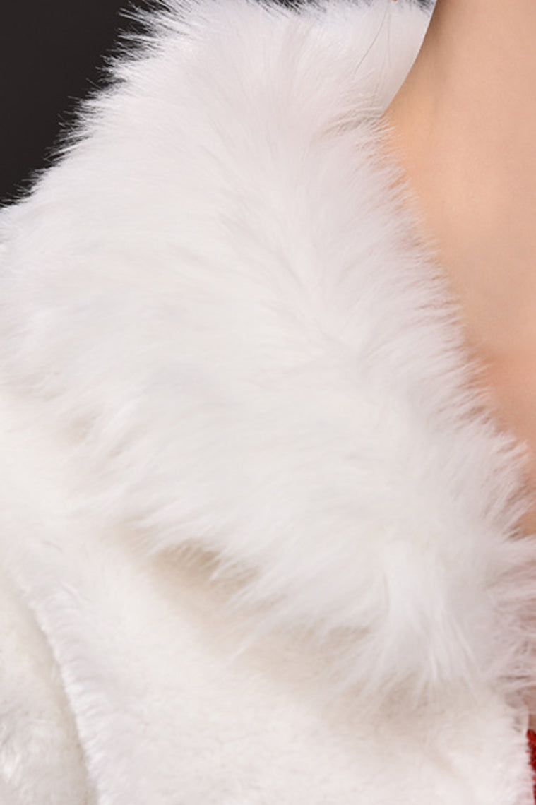 3/4 Length Sleeve White Faux Fur Wedding Wrap