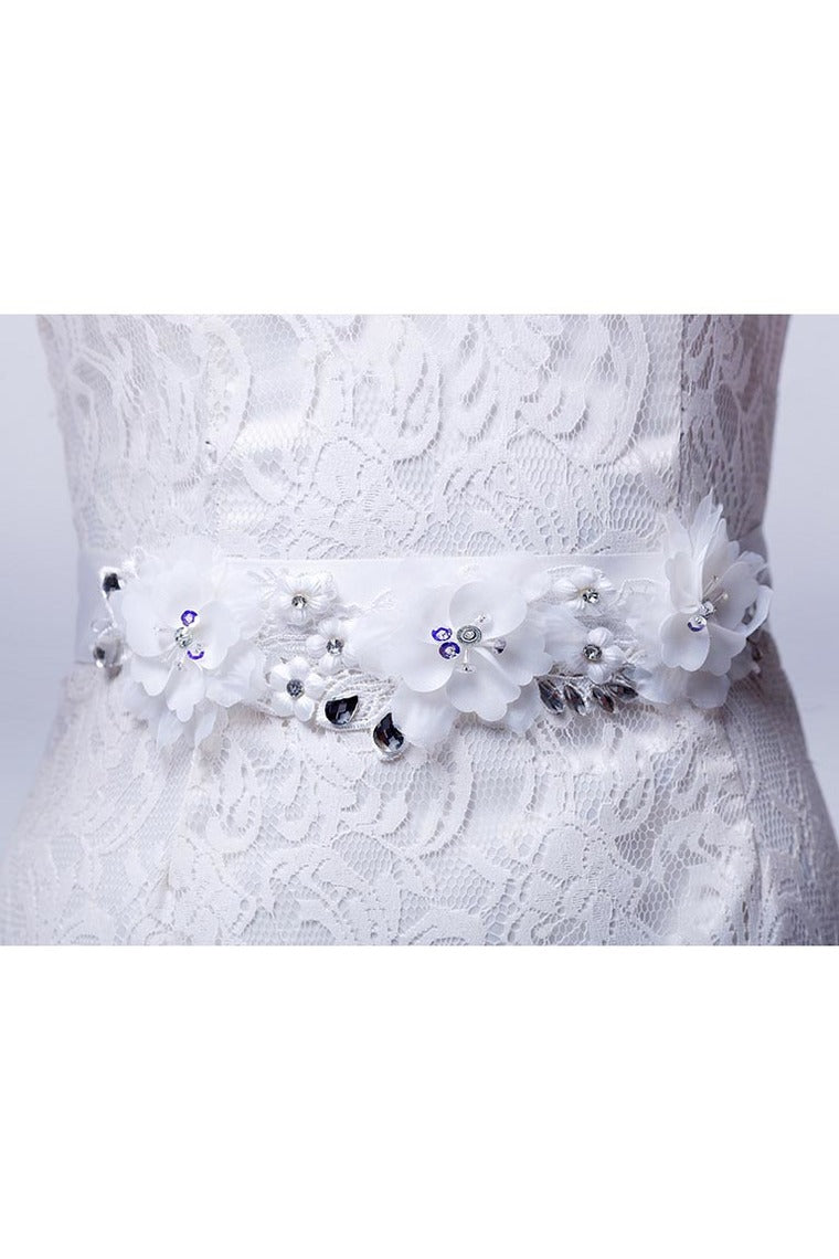 Pretty Satin Wedding/Evening Ribbon Sash With Handmade Flowers