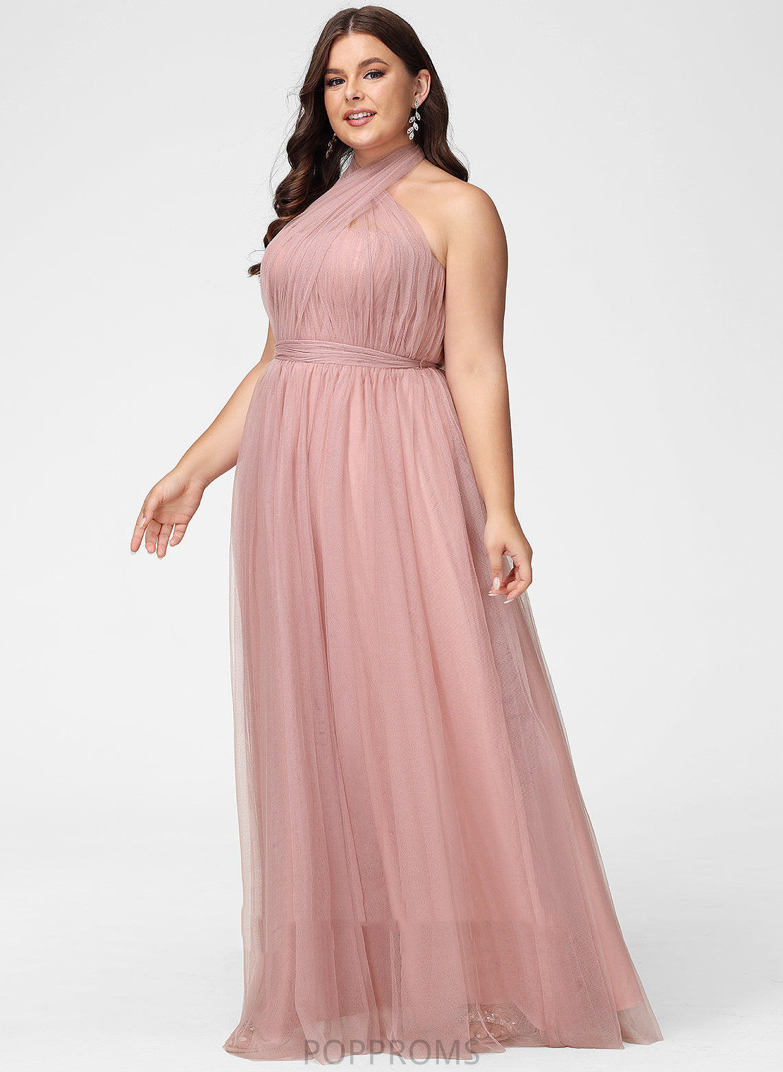 Floor-Length Tulle Neckline Off-the-Shoulder Fabric Length One-Shoulder Silhouette A-Line V-neck Straps Kristina Bridesmaid Dresses