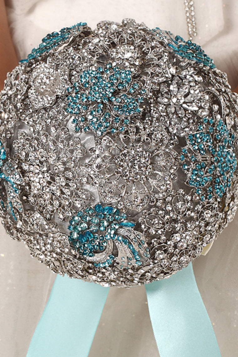 Round Shape Wedding Bouquet Acrylic Cristal Beads With Ribbon Handle (26*18cm)