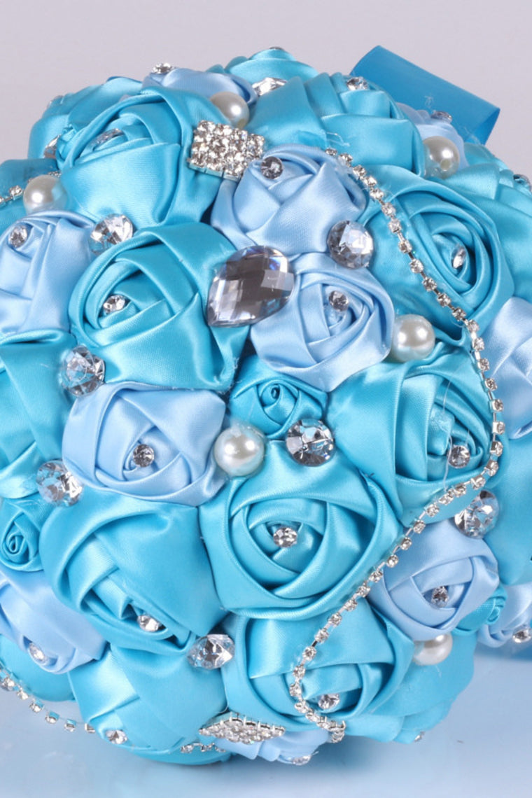 Pretty Round Satin/Pearl/Rhinestone Bridal Bouquets