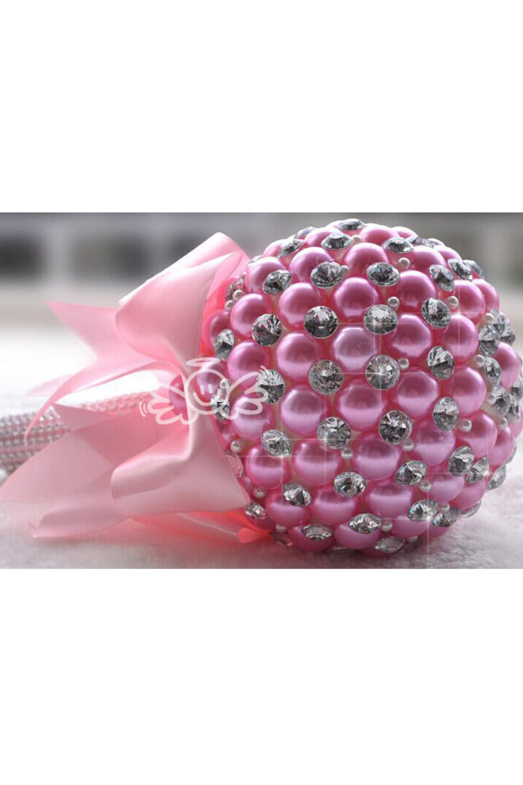 Sweet Round Ribbon/Pearl Bridal Bouquets