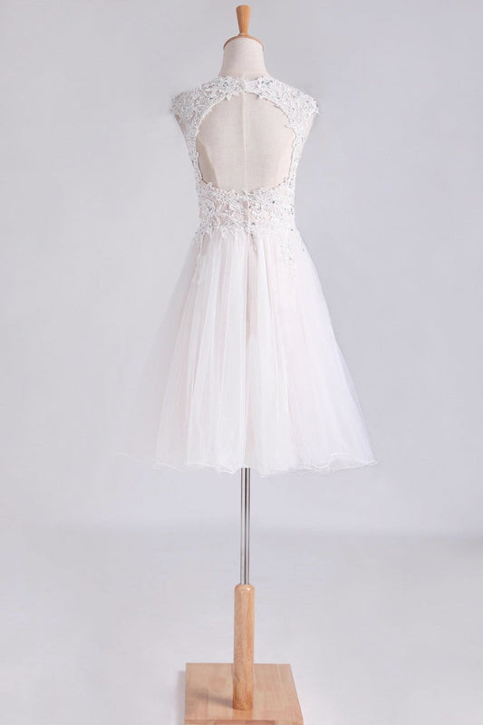 2024 Homecoming Dresses Scoop Short/Mini A Line Tulle With Applique And Beading