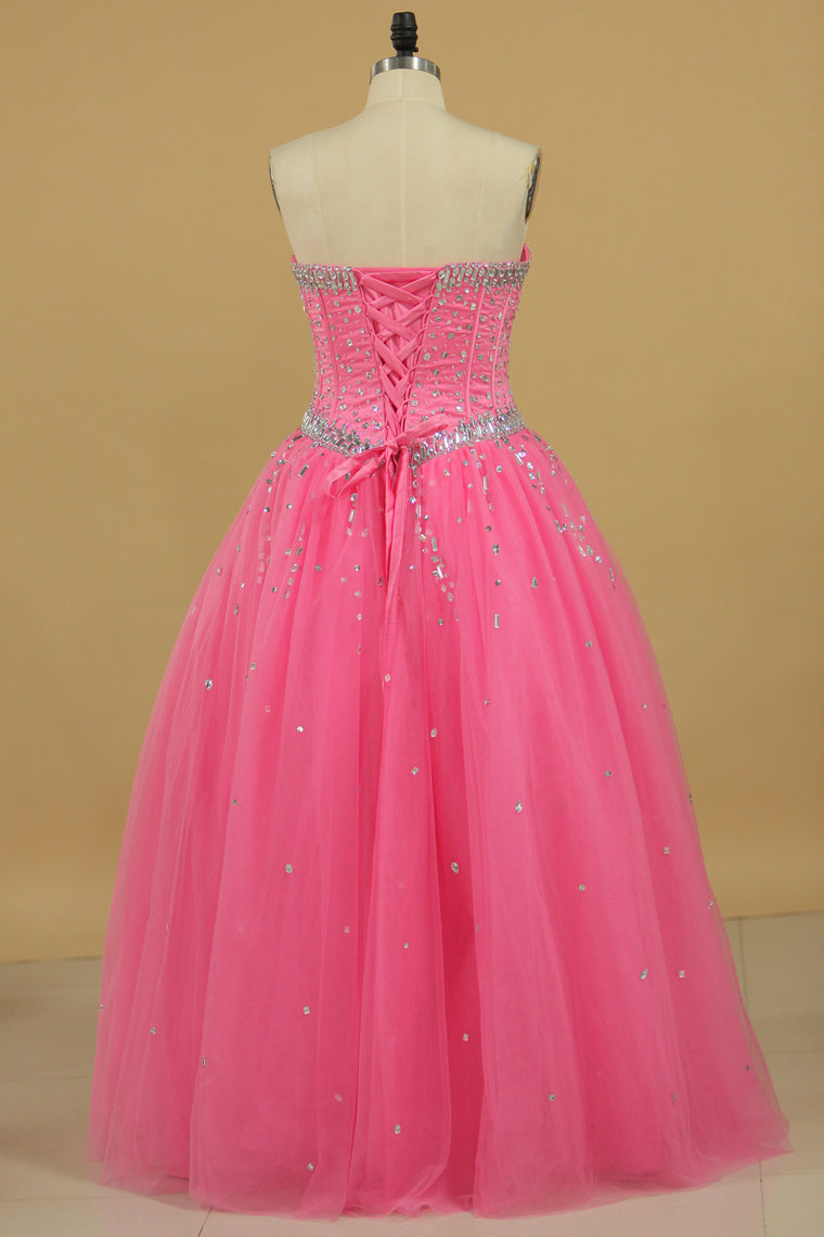 2024 Ball Gown Beaded Bodice Quinceanera Dresses Sweetheart Tulle Floor Length