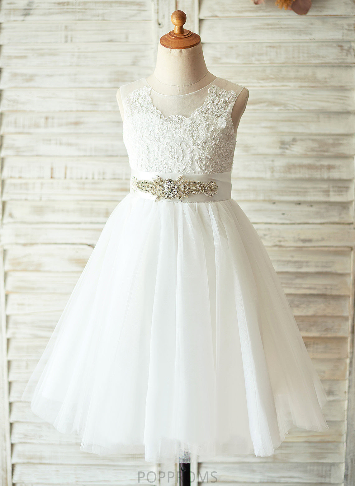 Neck Sleeveless Bow(s) - Sadie With A-Line Flower Girl Dresses Scoop Flower Dress Knee-length Tulle/Lace Girl