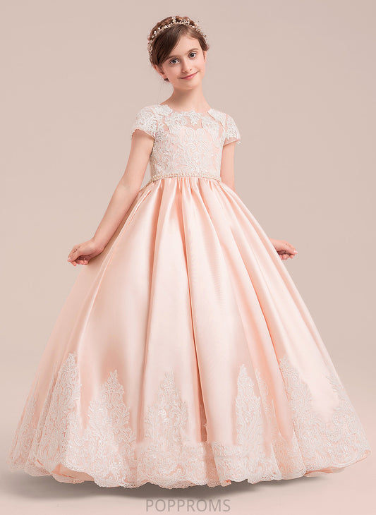 Gown Ball With Flower Girl Dresses NOT Dress Beading Scoop Satin/Tulle/Lace Alia Short (Petticoat Sleeves - Floor-length Neck included) Girl Flower