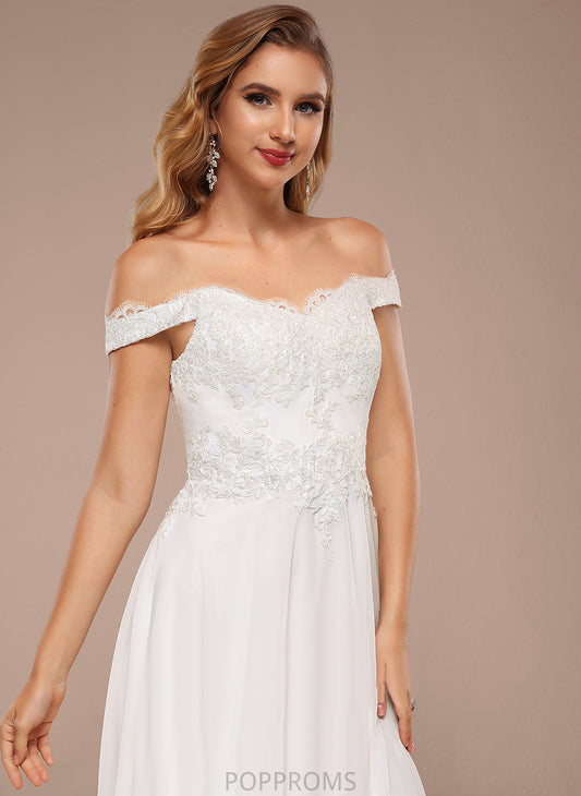 Dress Off-the-Shoulder A-Line Janessa Wedding Dresses Lace Floor-Length Sequins With Chiffon Wedding