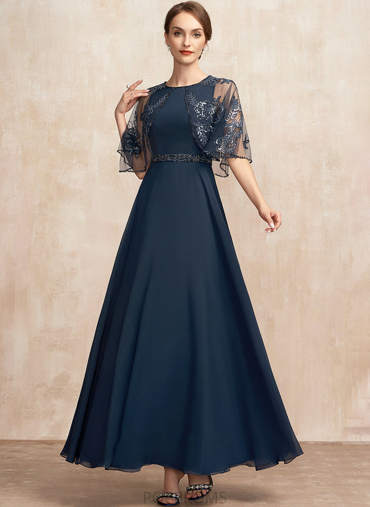 Mother of the Bride Dresses Beading Ankle-Length the Dress Scoop Bride of With A-Line Mother Chiffon Kaya Lace Sequins Neck