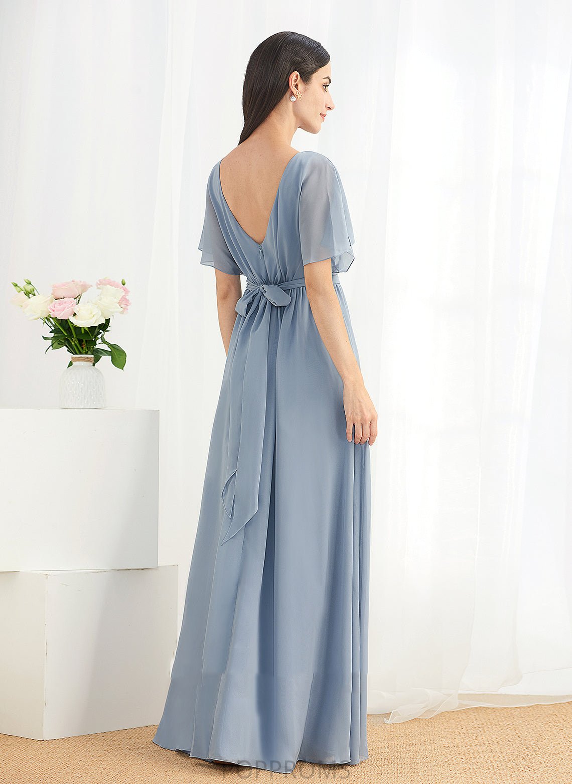 Embellishment Floor-Length Silhouette SplitFront Fabric Length Ruffle Straps A-Line Marisol Floor Length Sleeveless Bridesmaid Dresses