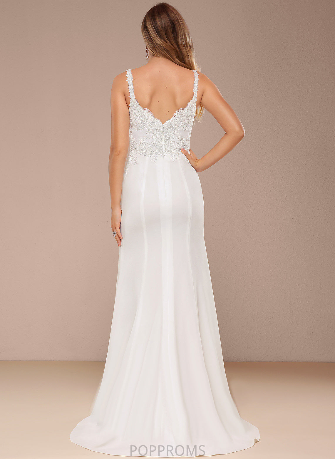 Train Sweep Wedding Kaleigh Dress Wedding Dresses Chiffon V-neck Trumpet/Mermaid Sequins Lace With