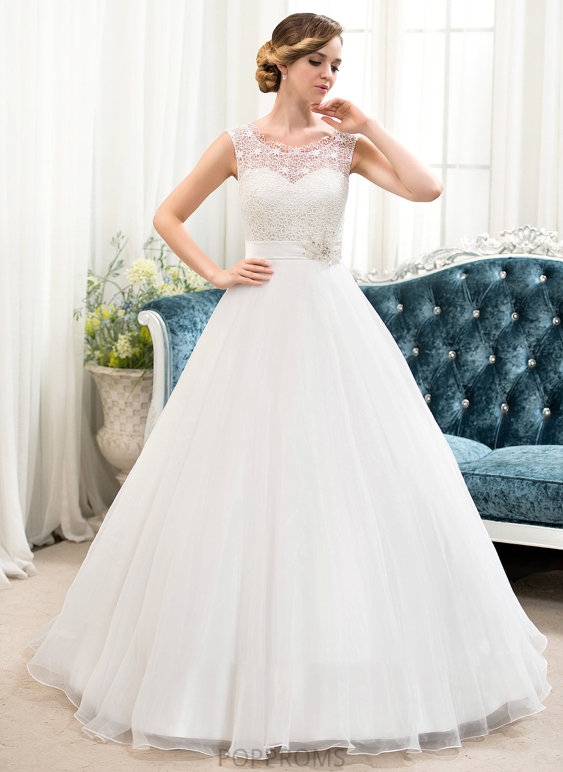 Scoop Organza Beading Dress Wedding Dresses Sweep Neck With Kristen Train Lace Ball-Gown/Princess Wedding Sequins