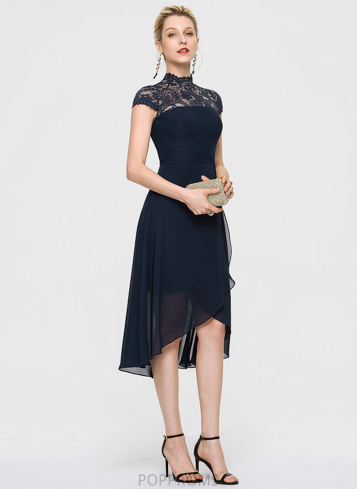 Cocktail A-Line Cocktail Dresses High Neck Asymmetrical Anna Dress Chiffon