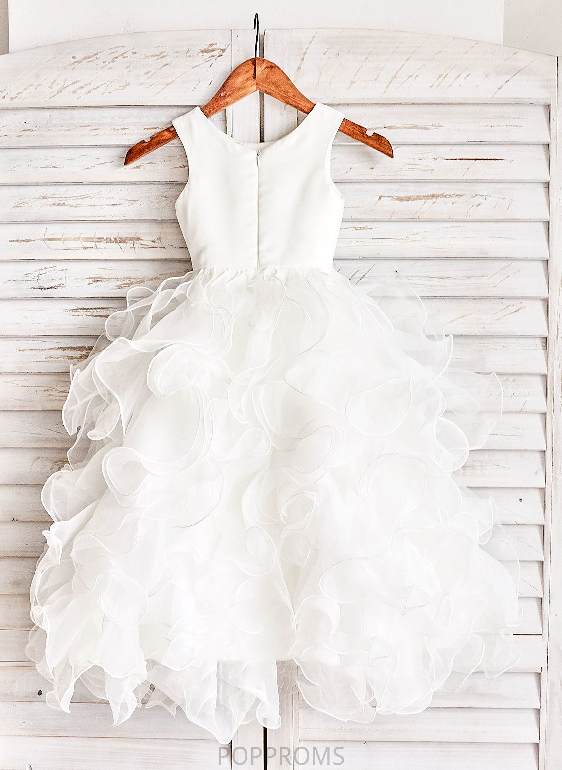 Ruffles - Dress Floor-length Neck Organza With Ball Gown Flower Girl Dresses Girl Scoop Sleeveless Jordin Flower