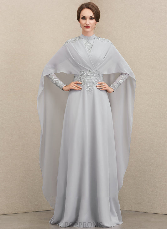 With Mother of the Bride Dresses Ruffle A-Line Dress the Floor-Length Ayla of Chiffon Bride Neck Mother High Lace