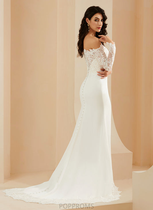 Lace Alyson Court Train Wedding Trumpet/Mermaid Wedding Dresses Off-the-Shoulder With Dress