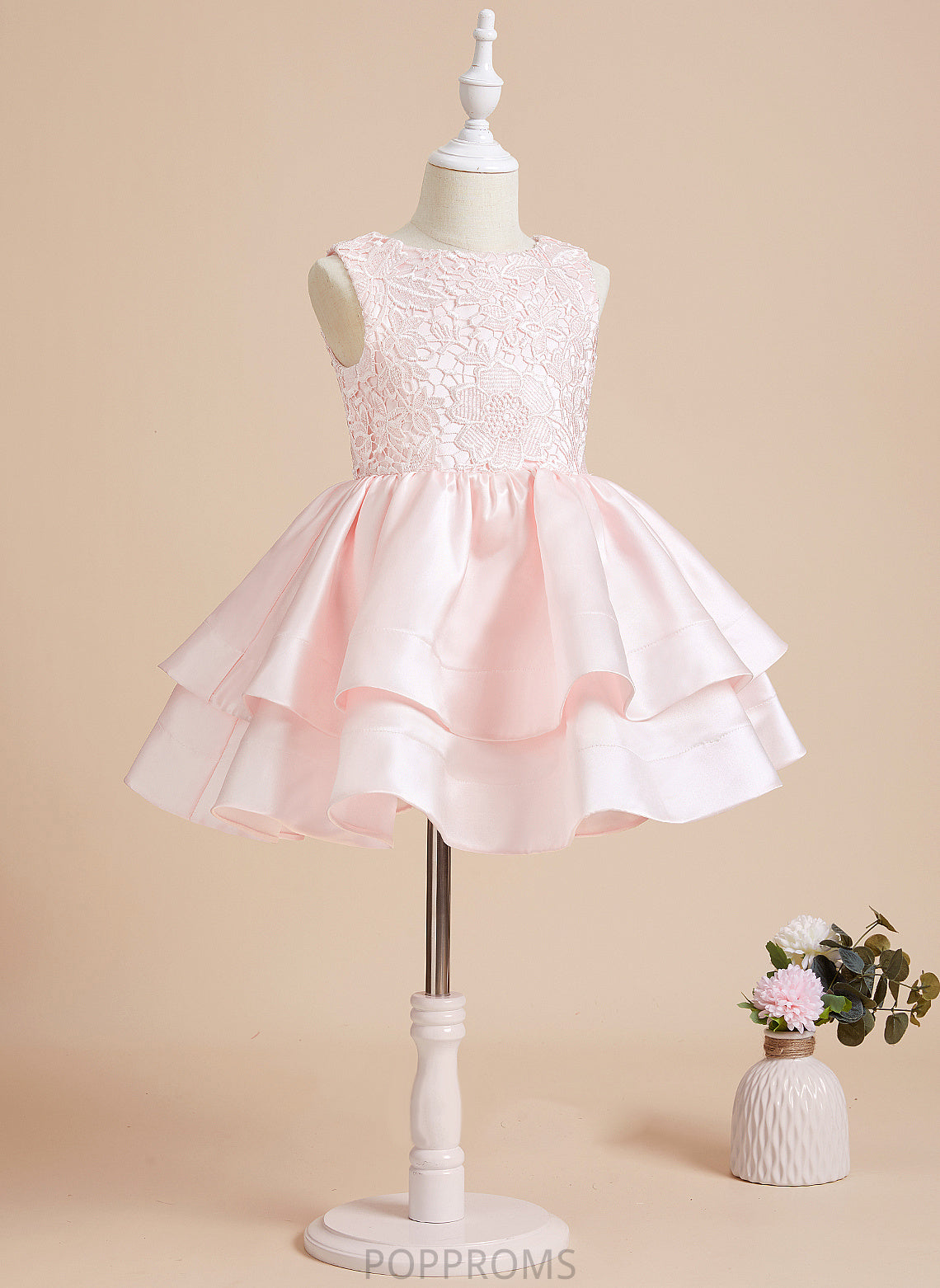 Dress Sleeveless - Scoop Neck Flower Lyric Satin/Lace A-Line Flower Girl Dresses Short/Mini Girl