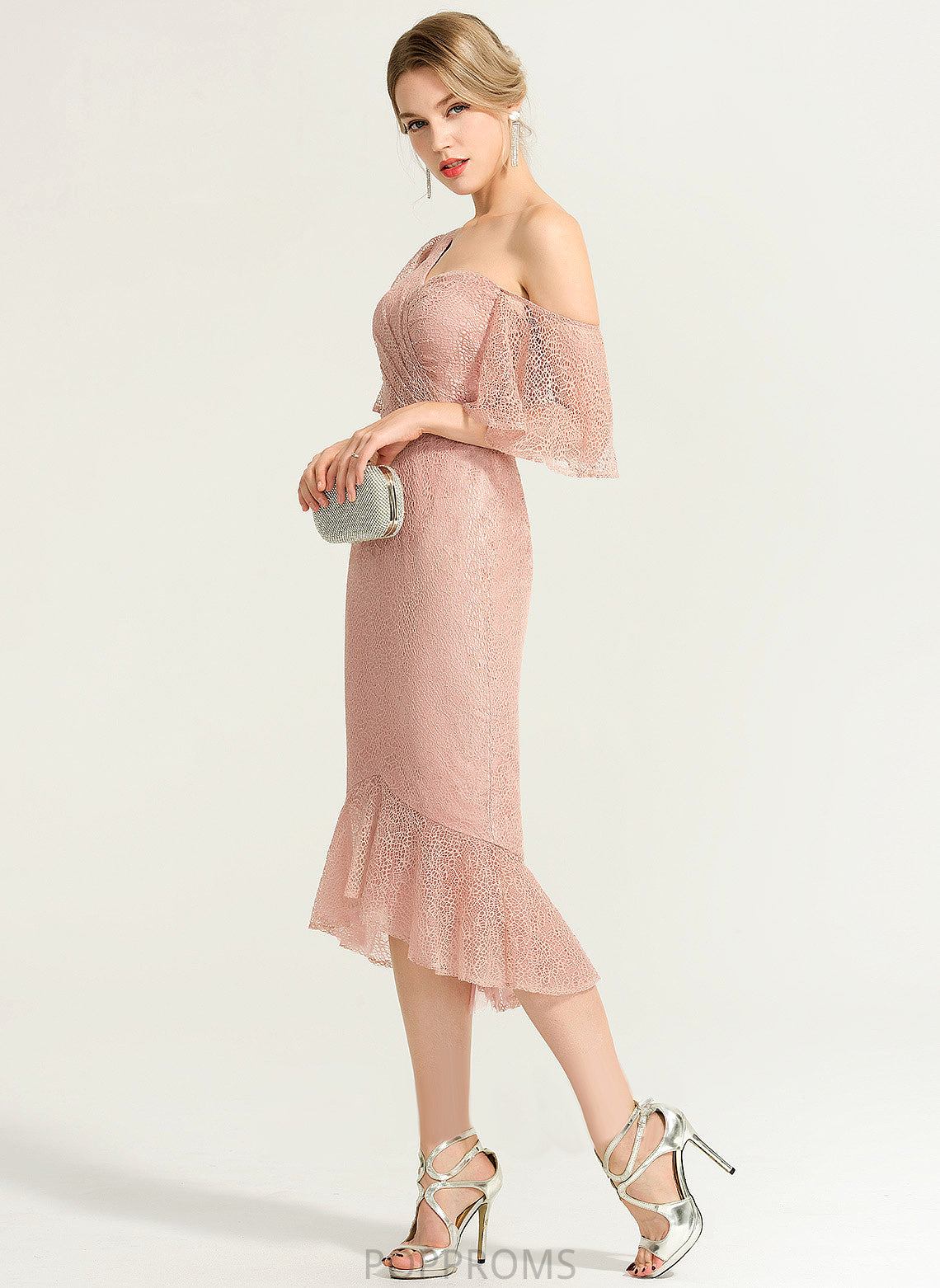 Cocktail One-Shoulder Cocktail Dresses Asymmetrical Dress Lace Sophie Trumpet/Mermaid