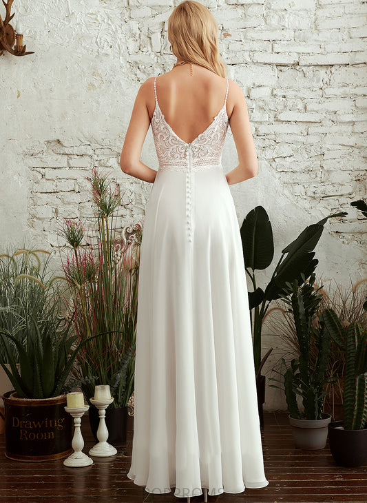 Pauline Lace Dress A-Line Wedding Dresses V-neck Floor-Length Chiffon Wedding