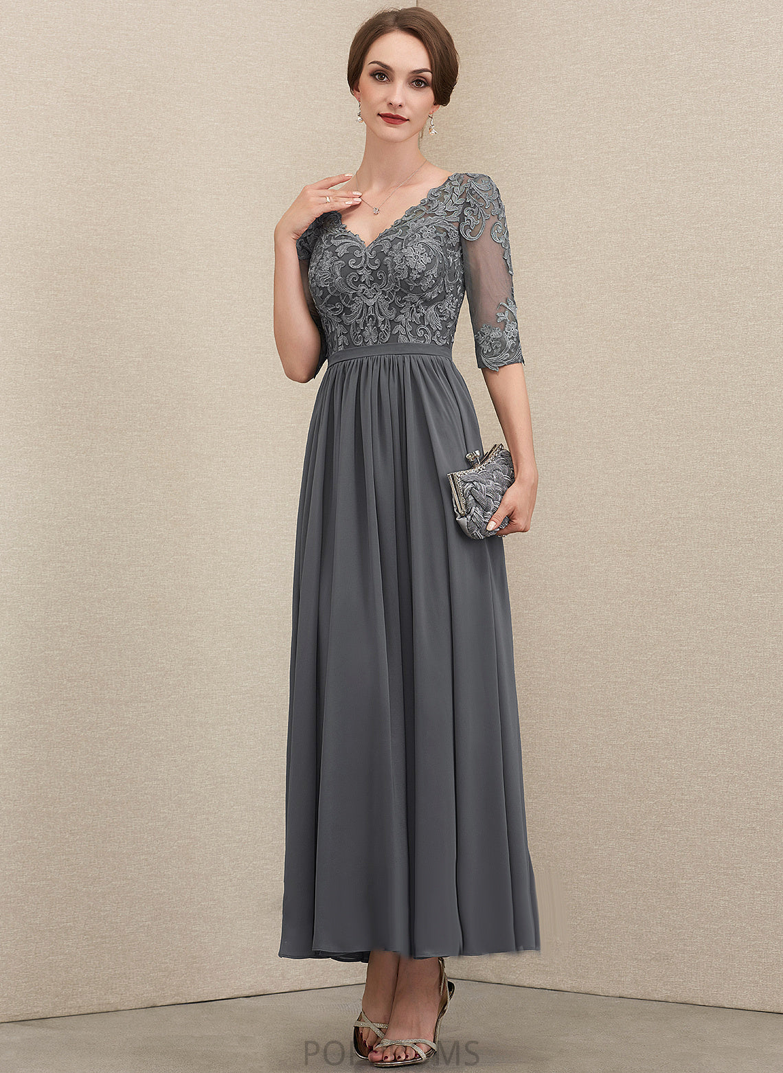 Dress Lace the Bride A-Line V-neck Mother of the Bride Dresses Chiffon Sally of Mother Ankle-Length