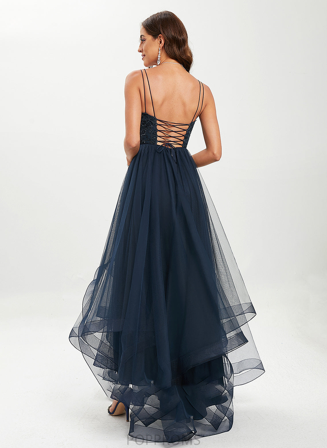 Asymmetrical Lace Scoop Ball-Gown/Princess Tulle Alana With Prom Dresses Neck Sequins