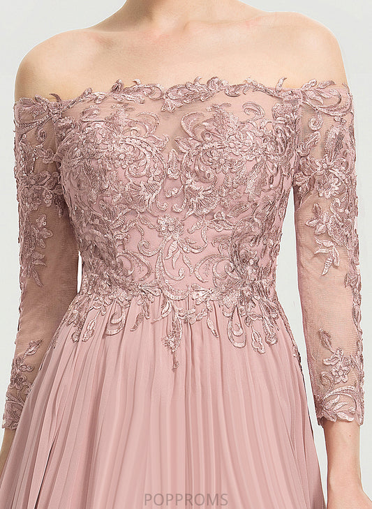 Diya Floor-Length Prom Dresses Ball-Gown/Princess Off-the-Shoulder With Pleated Chiffon Sequins Lace