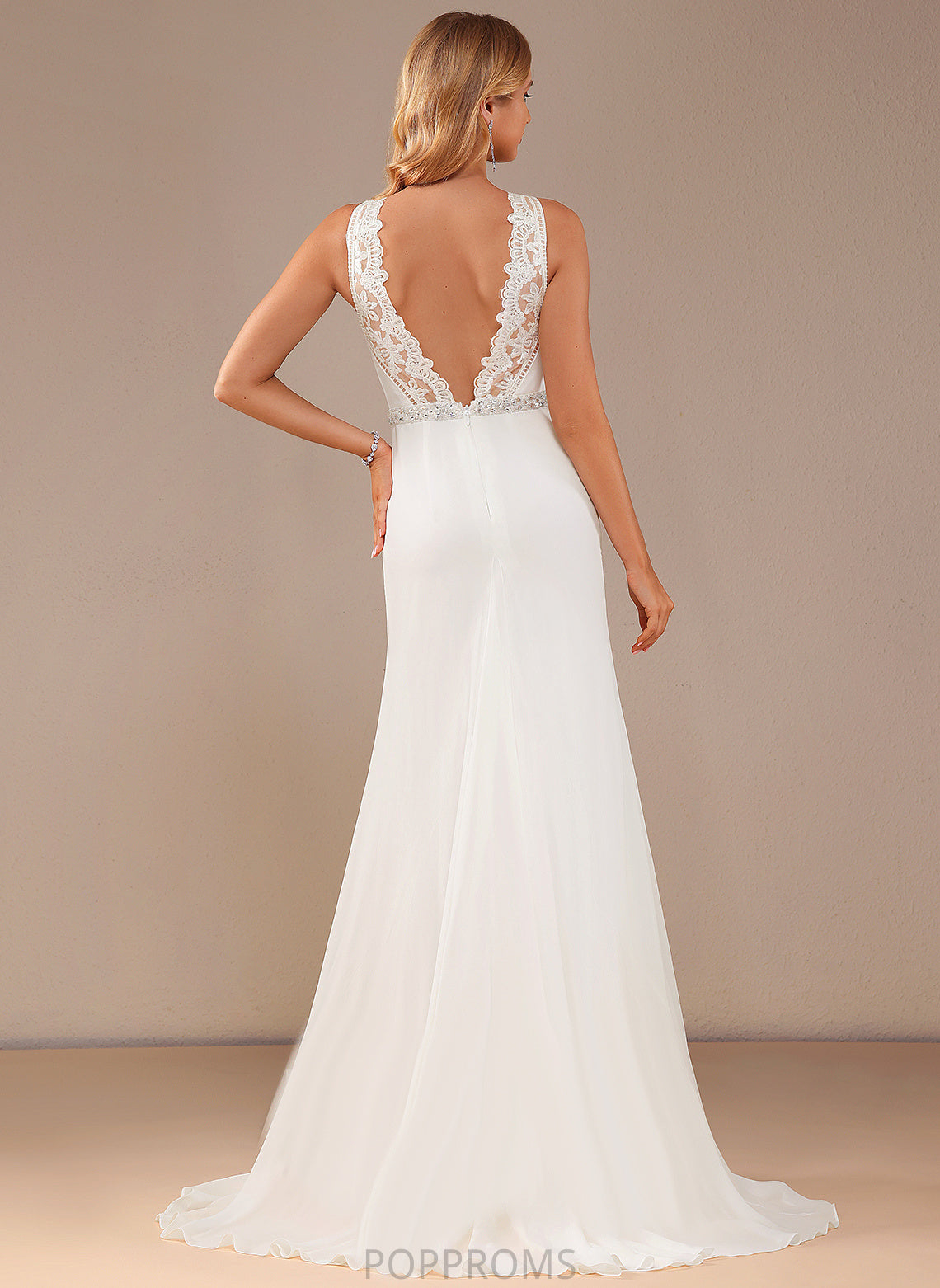 Neck Dress With Chiffon Wedding Kamora Court Train High Trumpet/Mermaid Beading Lace Wedding Dresses