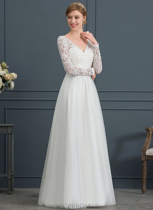 Lace Tulle Amya A-Line Wedding V-neck Floor-Length Dress Wedding Dresses