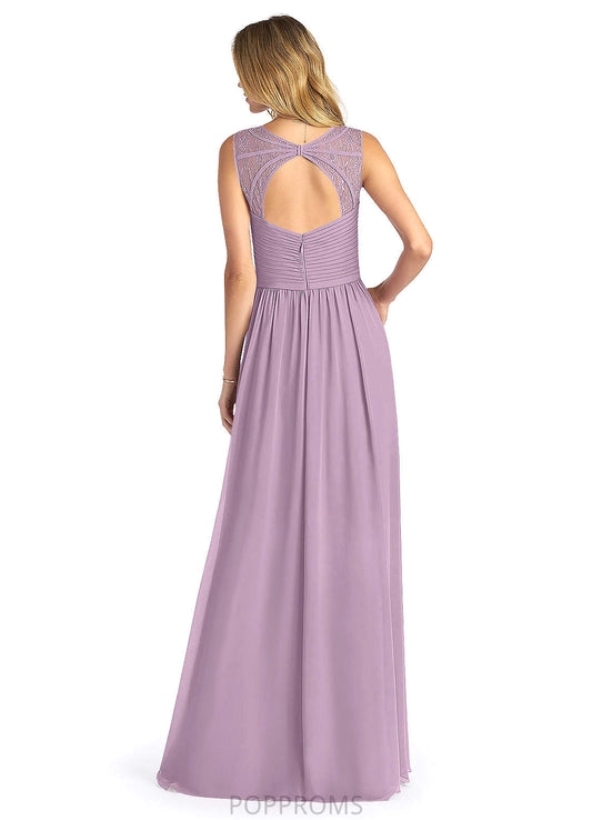 Yvonne Sleeveless Natural Waist A-Line/Princess Floor Length Halter Bridesmaid Dresses