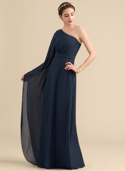 Silhouette Neckline One-Shoulder A-Line Floor-Length Length Ruffle Embellishment Fabric Baylee A-Line/Princess V-Neck Bridesmaid Dresses