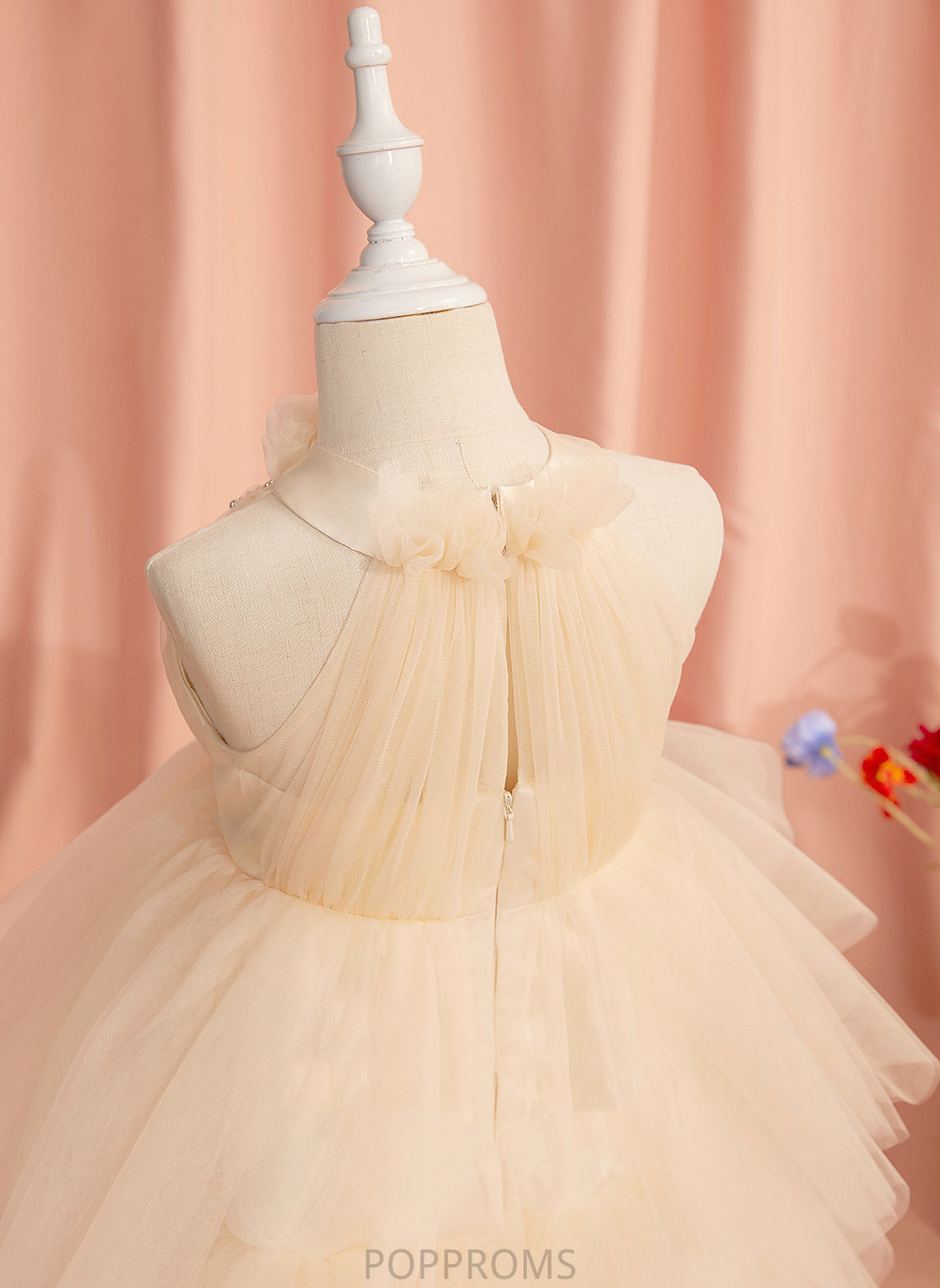 High Flower Girl Dresses With Girl Knee-length Dress Sleeveless - Rhinestone Neck Tulle Flower Ball-Gown/Princess Aaliyah