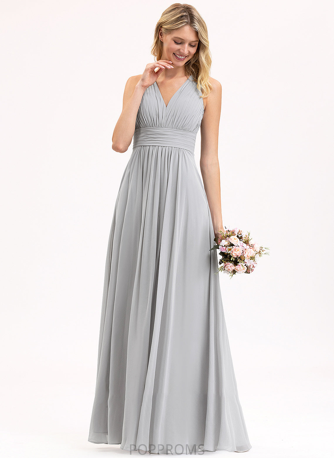 Fabric Embellishment V-neck Neckline Ruffle Bow(s) Silhouette Pockets A-Line Floor-Length Length Johanna Bridesmaid Dresses