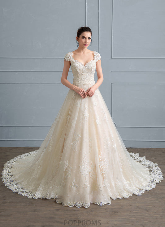 Sweetheart Sequins Tulle Wedding Dresses Train Jazmine With Wedding Dress Lace Ball-Gown/Princess Beading Cathedral