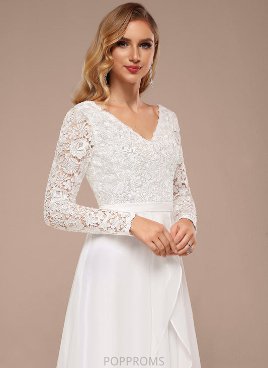 Lace Wedding Jaylyn Dress Asymmetrical Wedding Dresses A-Line Chiffon V-neck