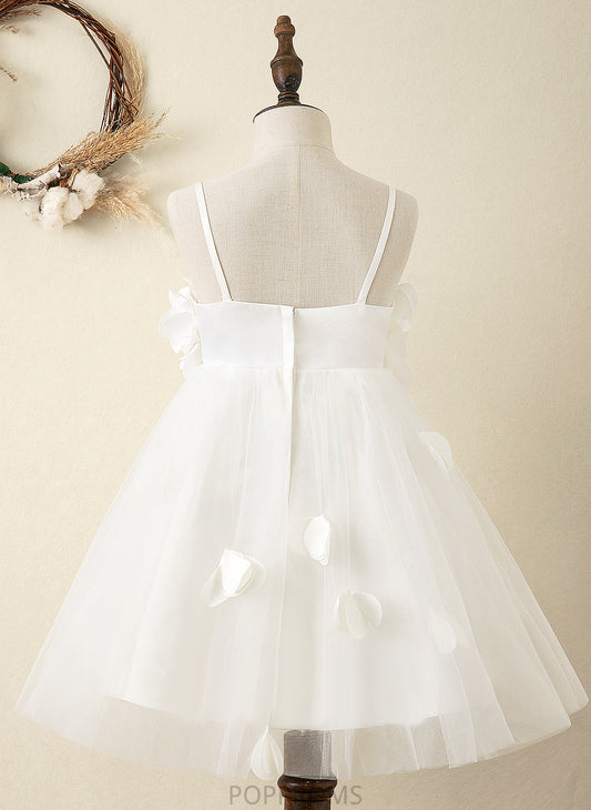 - Dress Straps Flower Flower Girl Dresses Satin Karlee Knee-length Girl A-Line Sleeveless