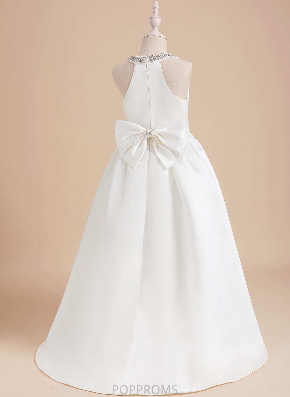 V-neck Angie Dress Flower Ball-Gown/Princess Girl Satin - Flower Girl Dresses Sleeveless With Train Beading Sweep