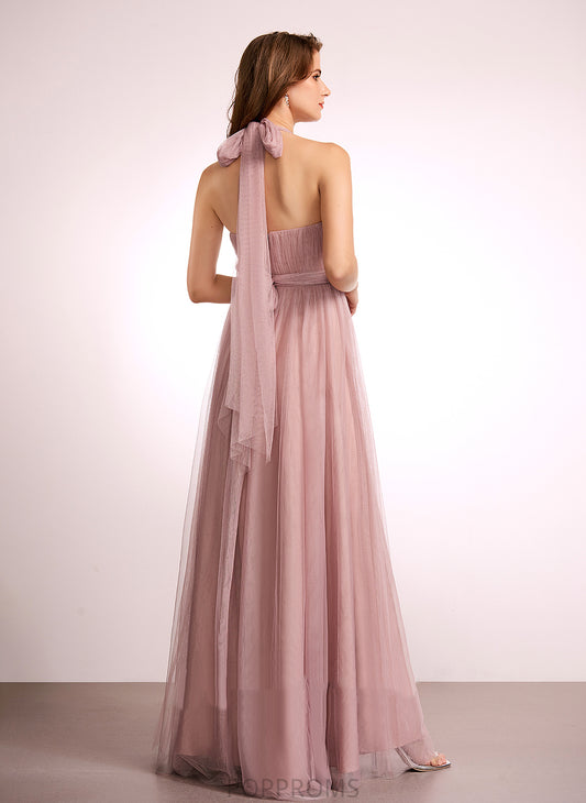 Floor-Length Tulle Neckline Off-the-Shoulder Fabric Length One-Shoulder Silhouette A-Line V-neck Straps Kristina Bridesmaid Dresses