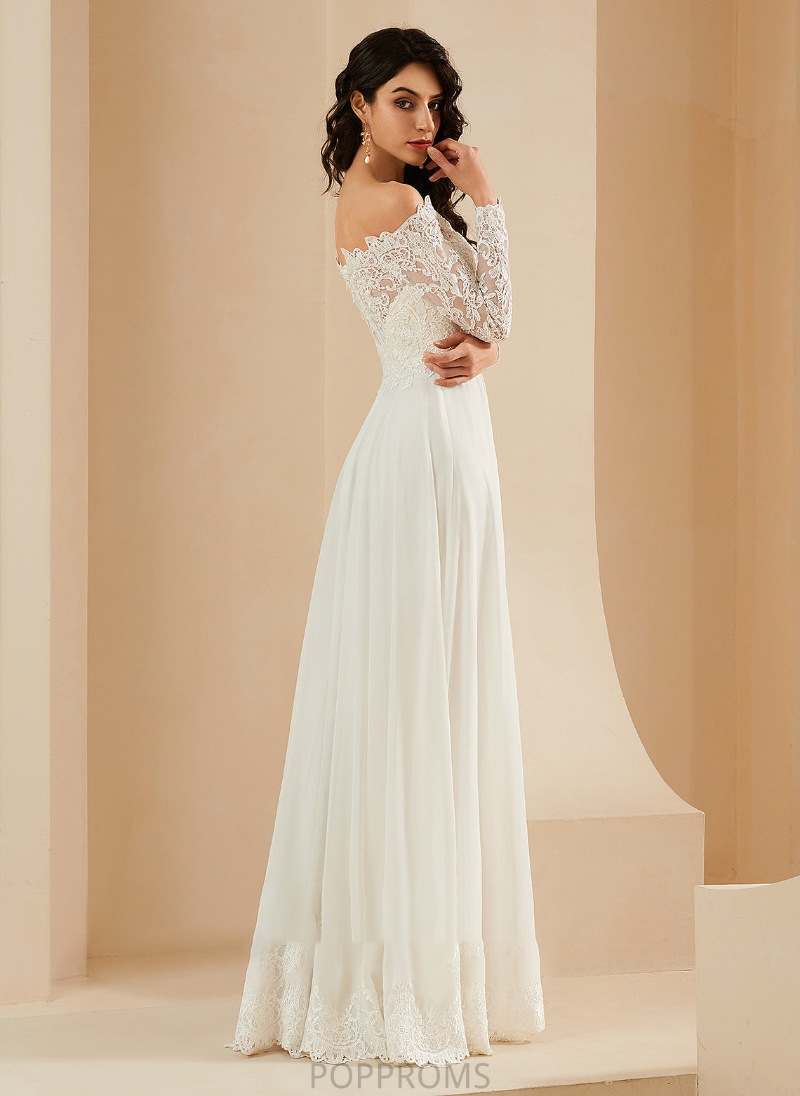 A-Line Wedding Dresses With Wedding Sweep Izabelle Train Off-the-Shoulder Lace Dress