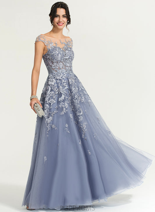 Lara Floor-Length Prom Dresses Tulle Ball-Gown/Princess Lace Scoop