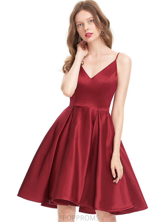 Satin Prom Dresses Germaine Short/Mini A-Line V-neck