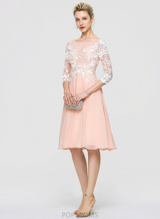 Lace Lace Cocktail A-Line Maren Scoop Knee-Length Neck With Dress Chiffon Cocktail Dresses