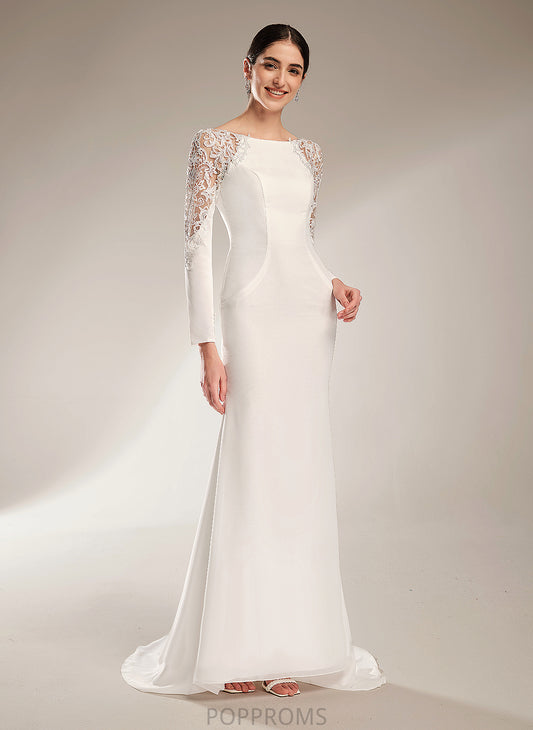 Aylin Neck Lace Wedding Dresses Chiffon Trumpet/Mermaid Court With Wedding Train Dress Scoop