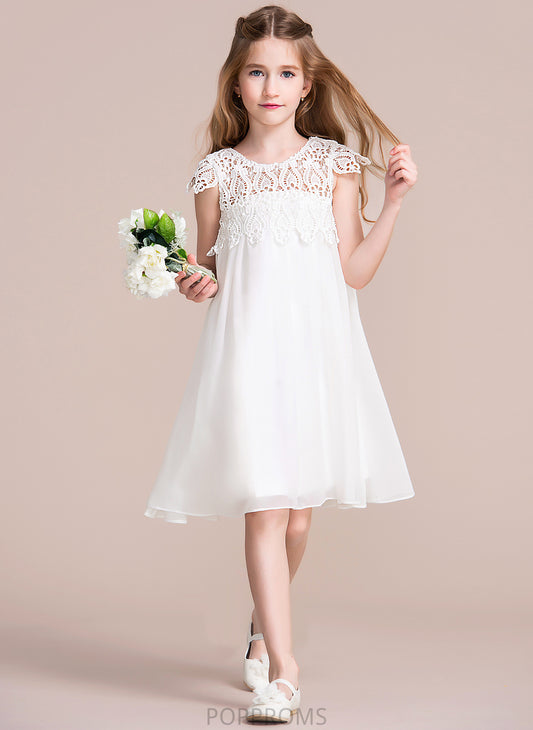 Chiffon/Lace Scoop Amy Knee-length Girl Flower Girl Dresses Empire - Flower Dress Neck Sleeveless