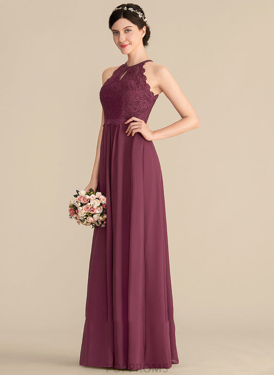 Scoop Prom Dresses A-Line Ainsley Chiffon Neck Lace Floor-Length